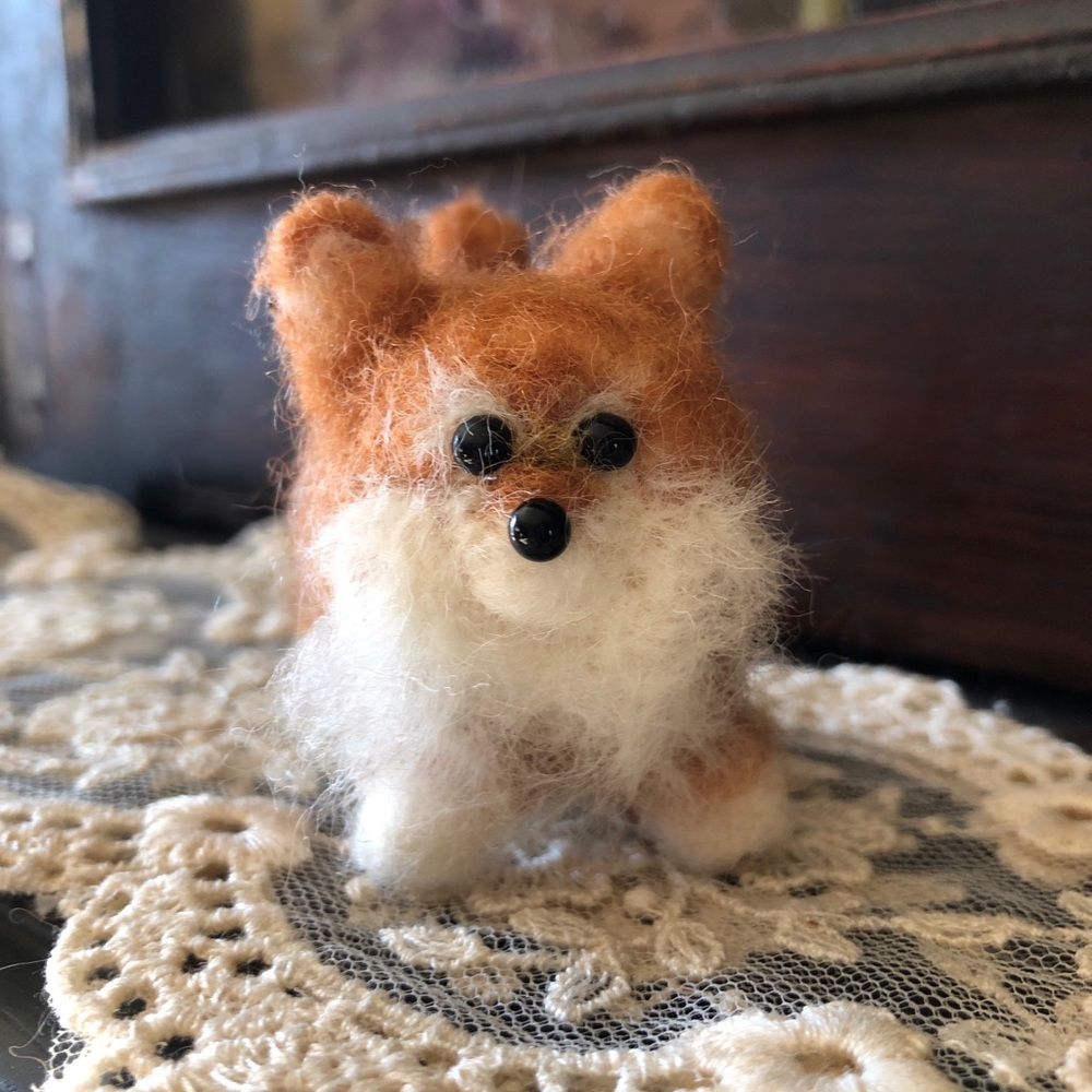 Needle Felted Pomeranian miniature dog puppy handmade sweet gift collectable